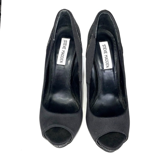 Steve Madden Black P Tessi Satin Toe Pump Stiletto Heel | Size US 7.5 - Picture 1 of 7